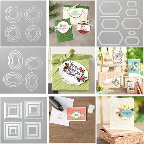 Circle Oval Rectangle Polygon Frames Set Metal Cutting Dies for DIY Scrapbooking Embossing Cards Craft Making New 2020 20A