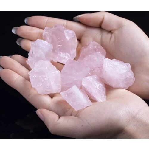 MOKAGY Natural Clear Pink Color Rose Quartz Crystal Rough Stone for Decor