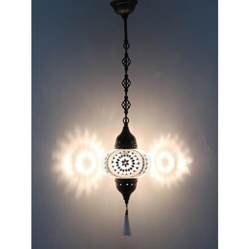 Mosaic White Single Pendant Lamp Height: 35 cm Width: 17 cm Max height: 75 Material: metal Body
