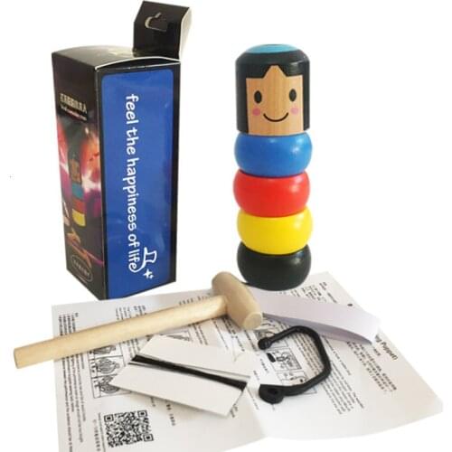 Does not fall villain Wooden Man Magic Toy christmas decorations for home Magic Tricks Close Up Stage Magic Props Fun Toy K0124