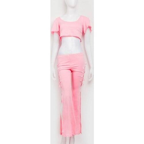 New pink belly dance costume set belly dance wear training wear dancing Top pants Class lesson Practice clothes for women 7408