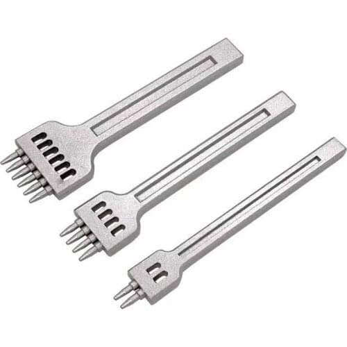 New Die Leather Cutting Stitch for Wallet Belt Round Punch DIY Stitching Chisel Set Craft (4mm Hole Spacing Black 2/4/6 Prong)