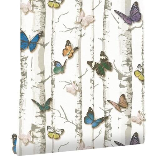 LBER Wood Peel and Stick Wallpaper Removable Butterfly Self Adhesive Wallpaper Decorative for Kids Bedroom Nursery Wall