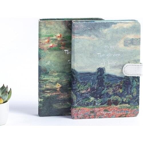 Creative stationery hardcover diary Monet drawing style hand books schedule plan notebook