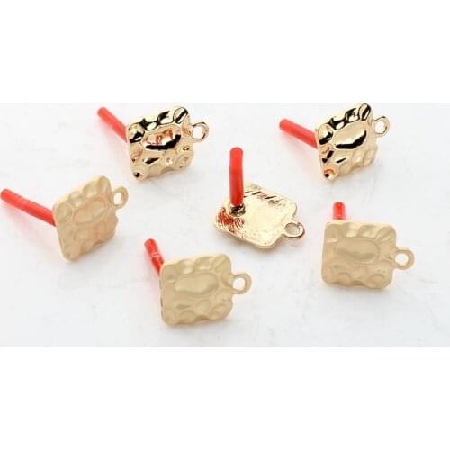 Zinc Alloy Earrings Base Connectors Linker Golden Ripple Square 6pcs/lot 12mm For DIY Earrings Jewelry Making Accessories