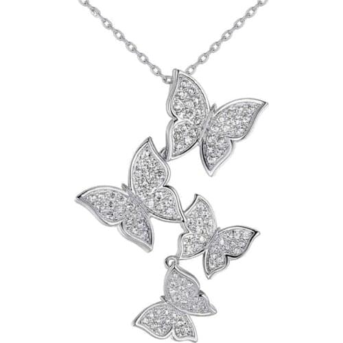 Eleglent Four Butterfly Necklaces For Women Rose Animal Charm Necklace Choker Stainless Steel Jewelry Gifts