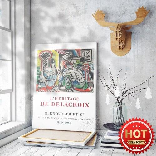 Pablo Picasso M. Knoedler et Co Exhibition Poster, Pablo L'héritage de Delacroix abstract Art Prints, Vintage Art Home Decor
