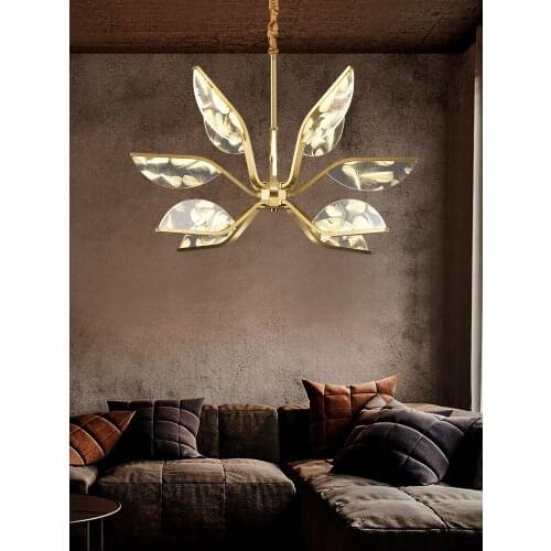 Luxury feather chandelier copper living room dining room bedroom simple designer creative tri-color led post-modern lamps