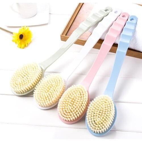 1pc Long Handle Bath Brush Soft Skin Massager Shower Scrubber Body Cleaning Brush Exfoliation Bathroom Accessories