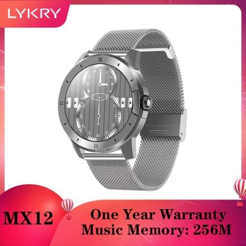LYKRY MX12 Smartwatch Men Women IP68 Waterproof 256M Music Player With Bluetooth earphones Bluetooth Call Watches GT2 For huawei