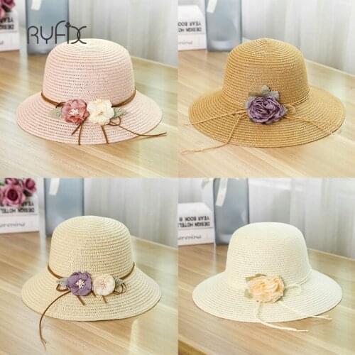 RYFIX Straw hat men and women spring summer new parent-child flower holiday sun block Sunbonnet trend #JX31