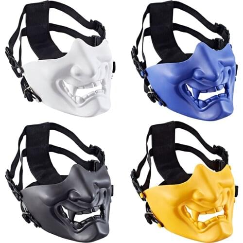 Tactical Prajna Half Face Mask Airsoft Paintball Protective TPR Rubber Devil Samurai Horror Skull Mask Halloween Cosplay Mask