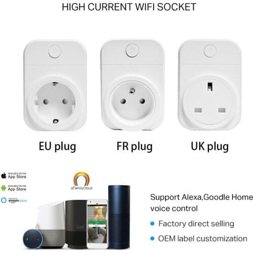 Smart Wifi Socket Plug UK/EU/FR Plug Remote Control Power Strip Timing Switch for Smart Home For Amazon Alexa/Google Assistant