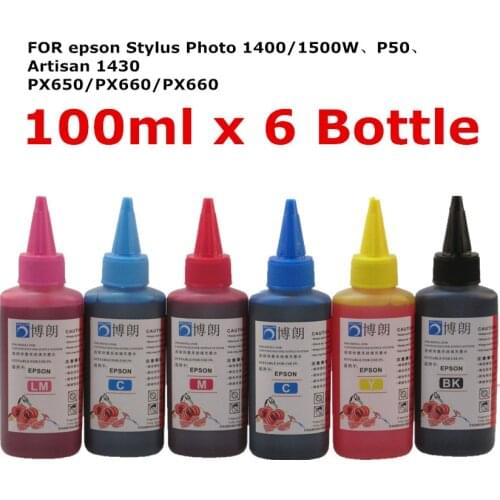 Universal High quality Premium Dye Ink 100ml For EPSON Stylus Photo 1400 1500w P50 Artisan 1430 PX650 PX660 PX660 Printer