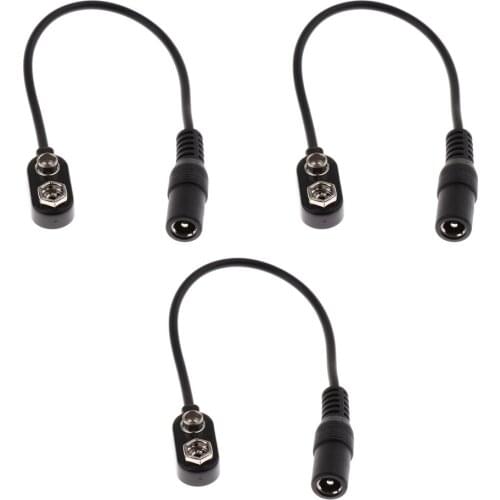 Pack Of 3 Guitar Effect Pedal Adapter 5.5mm To Battery Button Plug Cables