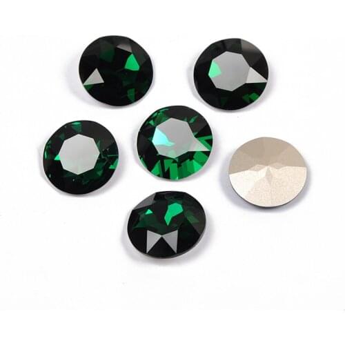 YANRUO 1201 27mm Emerald Round Strass Fancy Stones Craft Gems Pointed Back Crystal Rhinestones For Garment Accessories