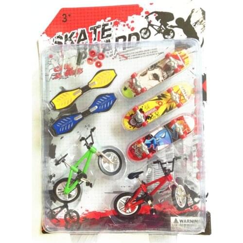 [Funny] 7pcs/set Alloy Tech Skateboard Stunt Ramp Deck toy professional tools graffiti fashion mini finger skateboard + bike toy