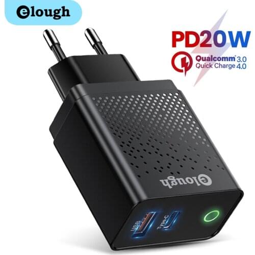 Elough 20W Dual Fast USB Charger Quick Charge 4.0 3.0 Type C PD Fast Charging for iPhone 12 11 Max 8 Samsung iPad Phone Charger