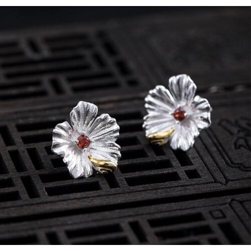 925 Sterling Silver Creative Natural National Style Flower Snail Stud Earrings Womens Wedding Exquisite Jewelry Accessories