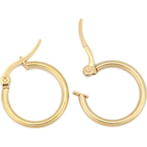 304 Stainless Steel Small Hoop Earrings Round Gold Color Hoops Earrings For Women Female Party Fashion Jewelry Gifts, 1 Pair