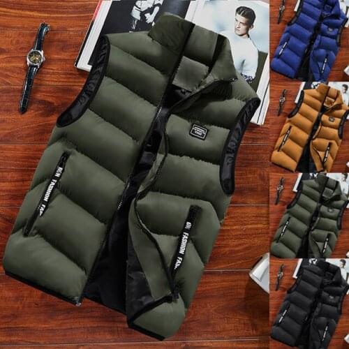 ArmyGreen Mens Vest Casual Autumn Winter Thermal Outerwear Coat Yellow Sleeveless Jacket Vests for Men Thicken Warm Waistcoat