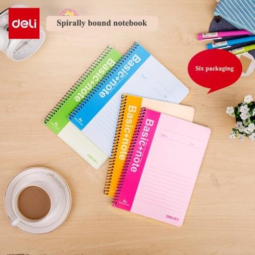 1PCS Deli 7681 Ruled Notebook A5 B5 A4 Size Sprial Notebook European style fashion popular notebooks for office student home