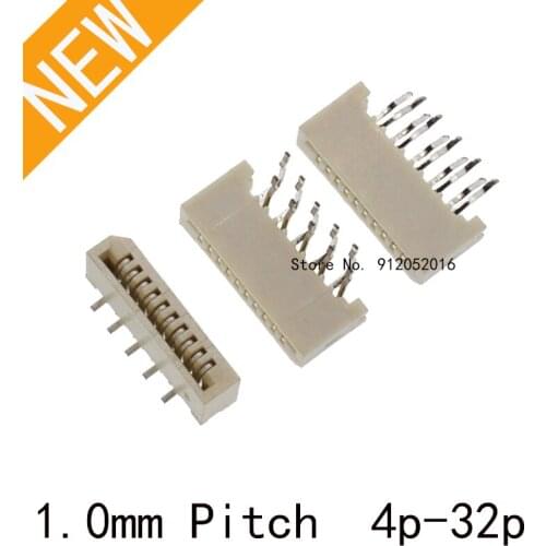 10pcs FPC FFC Flat Cable Connector 1mm Pitch 4P 5P 6P 8P 10P 12P 14P 16P 18P 20P 22P 24P 26P 30P 32P