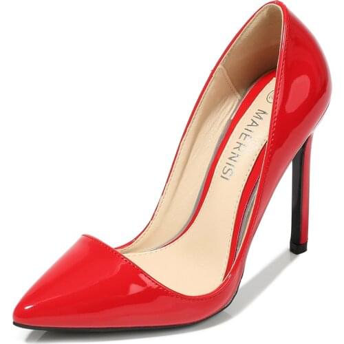 2021 Candy Colors Woman Pumps Patent Leather High Heels Plus Size 35-47 Stiletto Heels 11 Cm Heeled Shoes Women Wedding Shoes