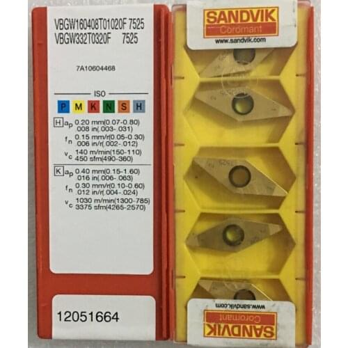5PCS CARBIDE INSERT VBGW160408T01020F 7525