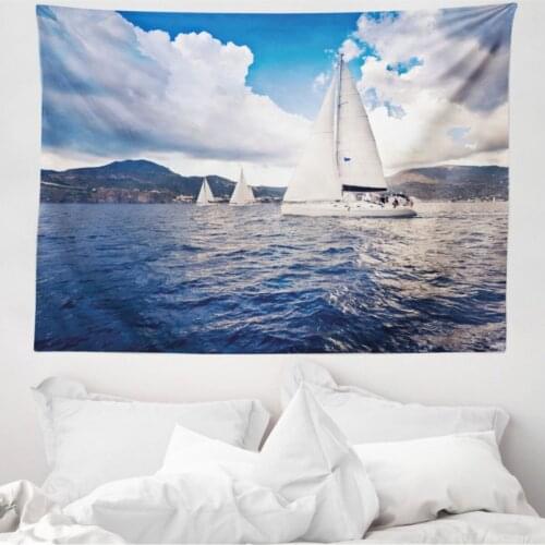 Sailor Mikrofiber Large Wall Tapestry Cloudy Sky And Sail Fabric Print Decorative Wall hanging 230cm x 140 cm