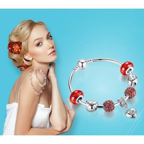 925 sterling silver bracelet silver bracelet transporter beads Pure silver Jewelry Gift free shipping