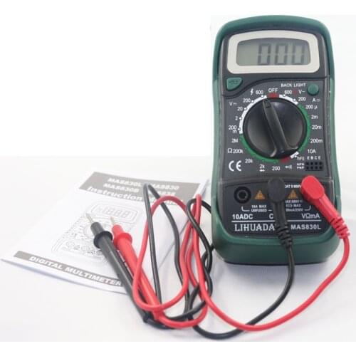 Lihuada LHD MAS830L 3 1/2 Mini Digital Multimeter AC/DC Ammeter hFE LCD Backlight Display