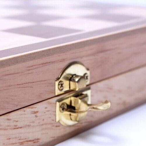 Wooden Chess Board Kids Board Game Portable Chess Toys Foldable Chessboard, 34x34cm