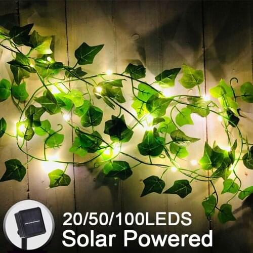 5/10m Garden Solar Power String Light Ivy Vine Leaf Garland Lamp Battery LED Fairy Lights For Christmas Wedding Party Home Decor