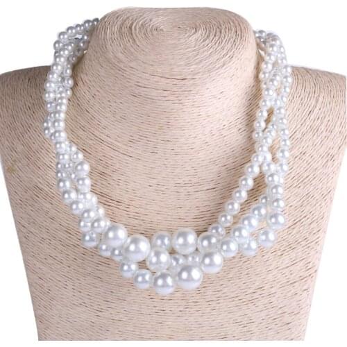 Hot Selling 2019 Women Pearl Necklace colliers Simulated Glass Pearl Necklaces Womens jewellery Female Bridal Wedding Jew