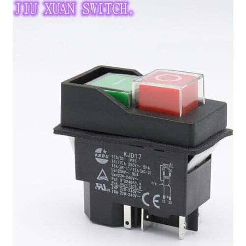 KJD17 Waterproof button electromagnetic switch 4-pin magnetic starting electric tool 5-pin