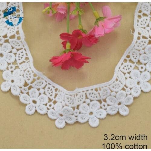 3.2cm white lace 100% cotton embroidery lace french lace ribbon fabric guipure diy trims warp knitting sewing Accessories#3211