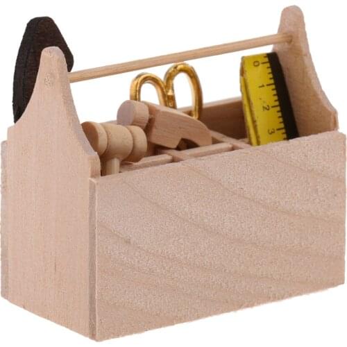 1/12 Scale Miniature Dollhouse Wooden Toolbox Tools Furniture Accessories