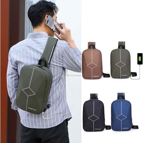 Mens Bag Shoulder Bag EVA Multifunction Anti-theft Waterproof Male Mens Crossbody Bags Casual Chest Pack USB Charging Hand Bag