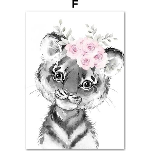 Rabbit Tiger Lion Giraffe Pink Flower DIY 11CT Embroidery Cross Stitch Kits Needlework Craft Set Printed Canvas Sale