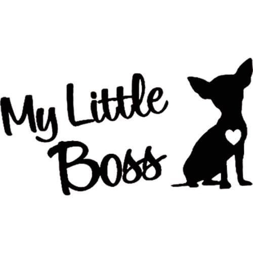 PLAY COOL Car Sticker My Little Boss Chihuahua Dog for Truck Van Laptop Automobiles Exterior Accessories Vinyl Decal,19cm*9.5cm