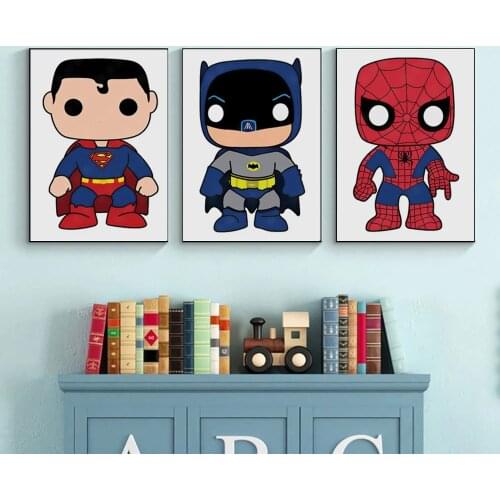 Cartoon Superheroes Wall Art Canvas Print Painting Iron Man Spiderman Marvel Poster Children Living Room Home Decor Nordic Mural
