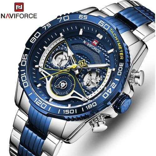 NAVIFORCE Business Watches for Men Blue Top Brand Luxury Stainless steel Quartz Men’s Watch Calendar Clock Relogio Masculino