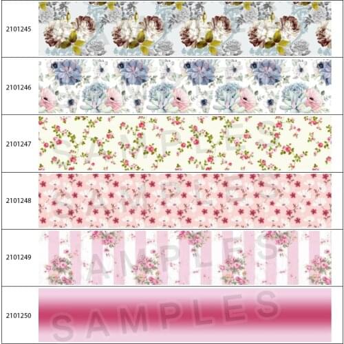 New Arrivals 10yds Flowers Rose Pattern Printed Grosgrain Ribbon