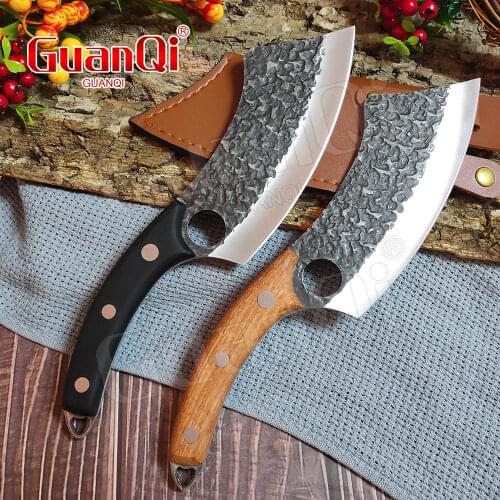 Meat Cleaver Hunting Knife Full Tang Handmade Survival Camping Serbian Hunting Chef Knife Forged Stainless Steel Butcher Knife