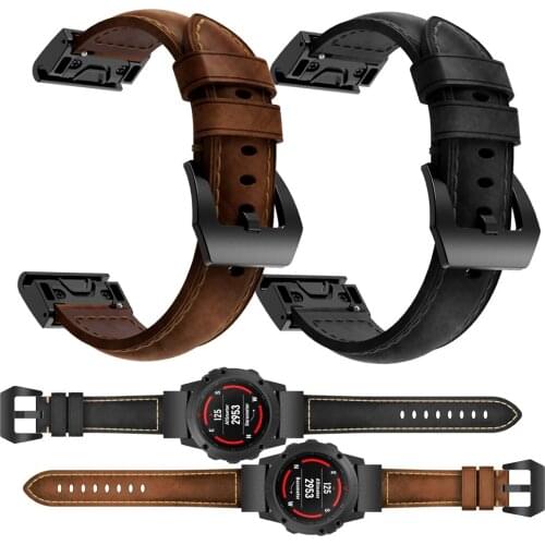 26mm 22mm 20mm Watch Band For Garmin Fenix 5X Genuine Leather Replacement Strap Quick Release Wristband For Fenix 3 HR Bracelet