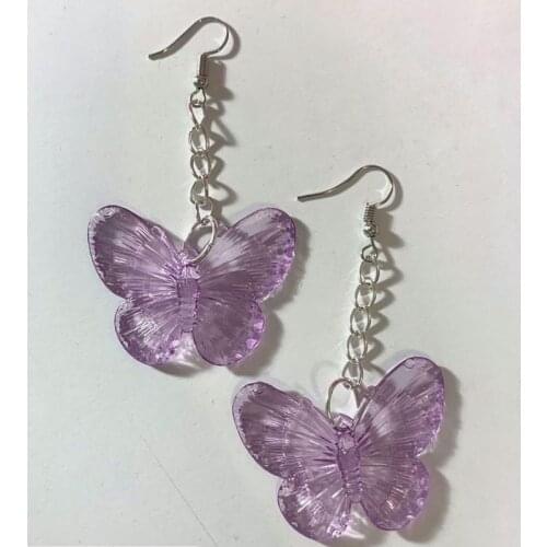Transparent Butterfly Dangle Earrings 2021 Trend For Women Unusual Vintage Hanging Earrings for Teens Cute Jewelry Accessories