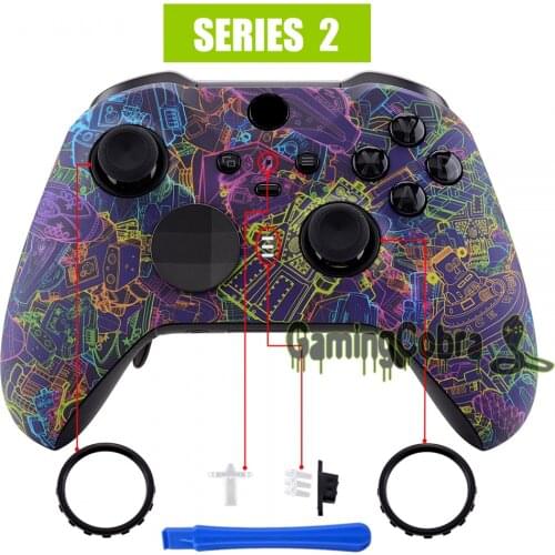 Neon Novel Soft Touch Faceplate Front Housing Shell Replacement Kit for Xbox One Elite Series 2 Controller Model 1797