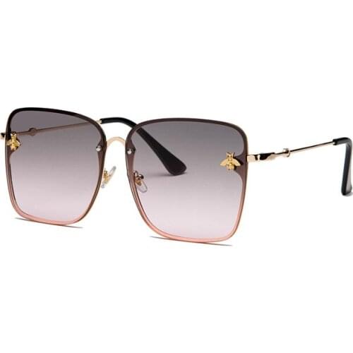 Bee sunglasses metal frame cat eye color lens women fashion brand design luxury high quality retro summer men travel shading uv