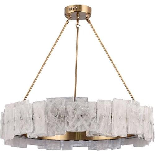 Modern led chandelier glass lighting for living room gold plafonnier round bedroom lamp